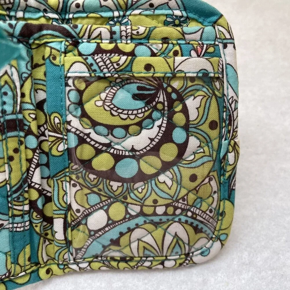 Vera Bradley Mini Trifold Wallet Peacock Turquoise Paisley Retired Pattern